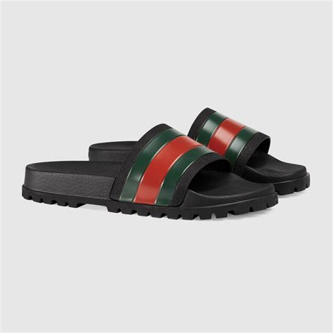 gucci fur slides red and green